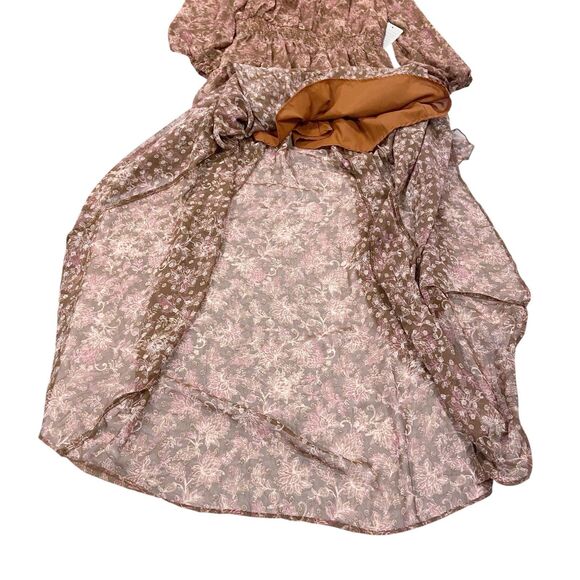 MELLODAY Floral Chiffon Maxi Dress Long Sleeve Boho Fall Fashion Women’s Small - Picture 9 of 12